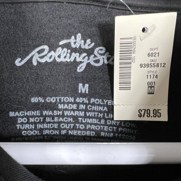 The Rolling Stones NWT Black Hoodie M American Flag Tongue Graphic Street Wear - Picture 10 of 11